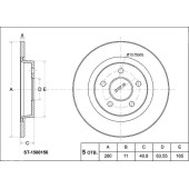Диск тормозной зад Ford Focus II 05-, C-Max 03-07-, Volvo C30 / S40 / V50 05- <b>SAT ST-1500156</b>