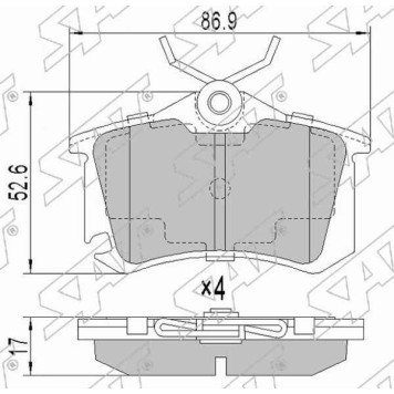 Колодки тормозные зад SKODA OCTAVIA 97- / YETI 09- / AUDI A4 01-08 / A6 97-05 / VOLKSWAGEN SCIROCCO 08- / RENAULT FLUE <b>SAT ST-1J0698451P</b>