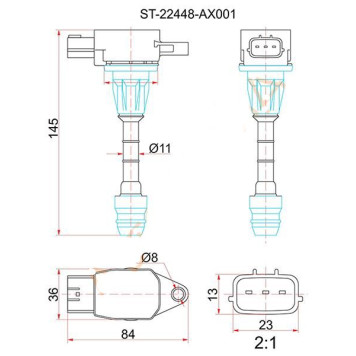Катушка свечи NISSAN CR10DE / CR12DE / CR14DE 02-, March K12, Cube Z11 (4) <b>SAT ST-22448-AX001</b>