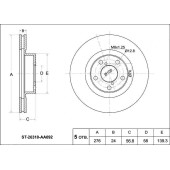 Диск тормозной передний SUBARU EJ20 Forester SF / SG / SH 97-08- Impreza GF / GC / GD / GG 95-07- Legasy BG / BE <b>SAT ST-26310-AA092</b>