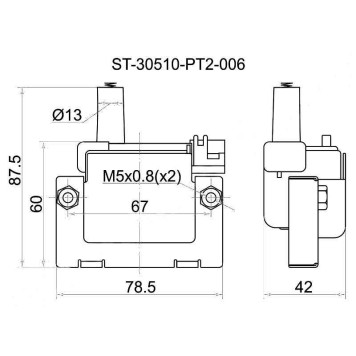 Катушка зажигания HONDA 96- на двигателя B,H,F,D <b>SAT ST-30510-PT2-006</b>
