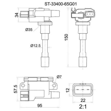 Катушка зажигания SUZUKI GRAND VITARA / ESCUDO 06-AERIO / SWIFT III 04- / SX4 06- M13A / M15A / M16A / M18A <b>SAT ST-33400-65G01</b>