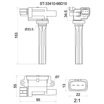 Катушка свечи SZ G16B Grand Vitata 98-05 <b>SAT ST-33410-66D10</b>