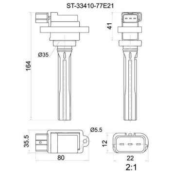Катушка зажигания SZ J20A / H20A / H25A / H27A Grand Vitara 98-, Vitara 95- (6) <b>SAT ST-33410-77E21</b>