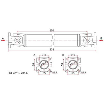 Вал карданный RR TOYOTA TOWN ACE NOAH 96- / PROBOX NCP55 02- <b>SAT ST-37110-28440</b>-1