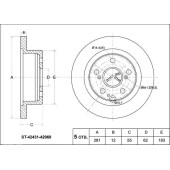 Диск тормозной зад TOYOTA RAV-4 #A3# 05-, Mark X ZIO ANA / GGA1# 07- <b>SAT ST-42431-42060</b>