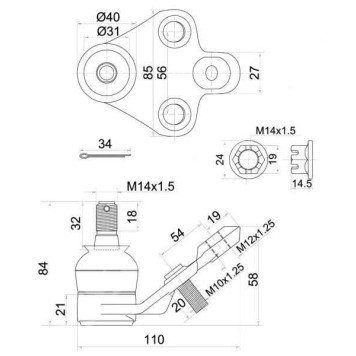 Шаровая нижняя TOYOTA CALDINA 02- / PRIUS 05-11 / AVENSIS 03- / WISH 03- <b>SAT ST-43330-29425</b>