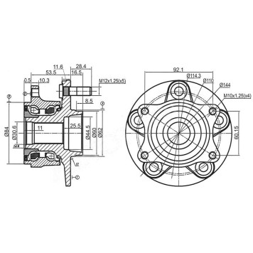Ступичный узел FR=RR SUZUKI GRAND VITARA 05- <b>SAT ST-43401-65J02</b>