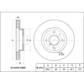 Диск тормозной перед TOYOTA COROLLA RUNX / ALLEX / VERSO / SPASIO / FILDER NZE12# / ZZE12# / ZZE15# <b>SAT ST-43512-12620</b>