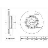 Диск тормозной перед TOYOTA PRIUS NHW20 03-09 <b>SAT ST-43512-47030</b>
