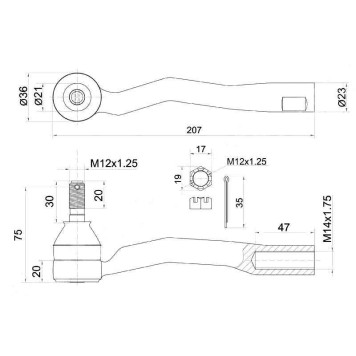 Наконечник рулевой TOYOTA AVENSIS 00- лев. <b>SAT ST-45047-29125</b>