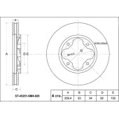 Диск тормозной перед HONDA ACCORD CB / CC / CE / CD 93-97 / CIVIC EK# / EU# / EP# 95-05 / SABER / INSPIRE UA1 <b>SAT ST-45251-SM4-020</b>