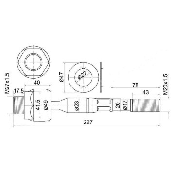 Тяга рулевая TOYOTA LAND CRUISER 100 02-07 <b>SAT ST-45503-69025</b>