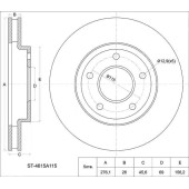 Диск тормозной перед MITSUBISHI LANCER X 4B10 / 11 / 4A91 CY#, 07- <b>SAT ST-4615A115</b>