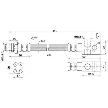 Шланг тормозной задний (Таиланд) NISSAN PATROL / SAFARI 87-97 / 06- <b>SAT ST-46210-02J00</b>
