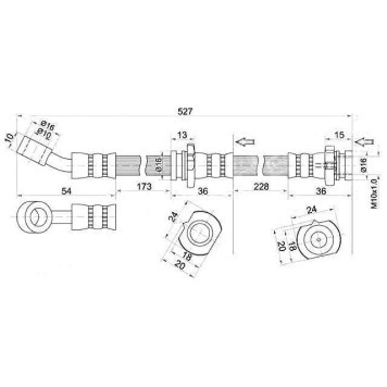 Шланг тормозной передний (Таиланд) NISSAN ALMERA / PRESEA / PULSAR / SUNNY / SENTRA 94-00 прав. <b>SAT ST-46210-0M011</b>