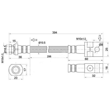 Шланг тормозной передний (Таиланд) NISSAN PATROL / SAFARI RD28T 88-00 промежуточный <b>SAT ST-46210-20J00</b>