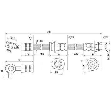 Шланг тормозной передний (Таиланд) NISSAN BLUEBIRD SYLPHY / PULSAR / SUNNY / WINGROAD / AD 98-08 прав. <b>SAT ST-46210-6N000</b>