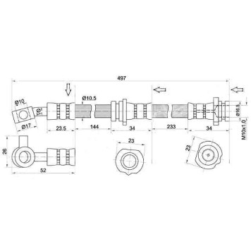 Шланг тормозной передний (Таиланд) NISSAN BLUEBIRD SYLPHY / PULSAR / SUNNY / WINGROAD / AD 98-08 лев. <b>SAT ST-46210-6N605</b>