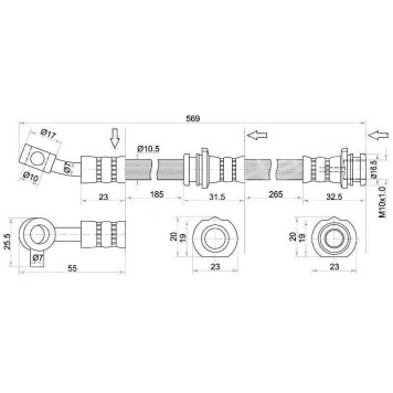 Шланг тормозной передний (Таиланд) NISSAN TEANA 03-08 прав. <b>SAT ST-46210-9Y020</b>