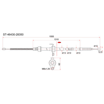 Трос ручника TOYOTA TownAce Noah 2WD CR4# / SR4# 98-, - лев. <b>SAT ST-46430-28350</b>