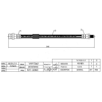 Шланг тормозной задний (Таиланд) MITSUBISHI ASX / LANCER X / OUTLANDER XL / GALANT FORTIS 07- <b>SAT ST-4650A083</b>