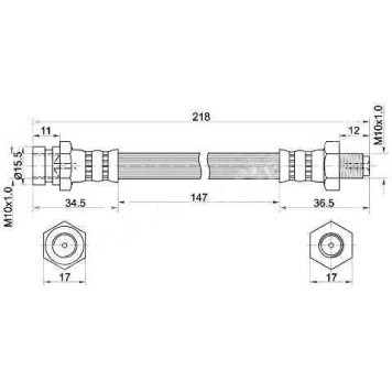 Шланг тормозной задний (Таиланд) MITSUBISHI PAJERO / MONTERO SPORT 07- лев.=прав. <b>SAT ST-4650A766</b>