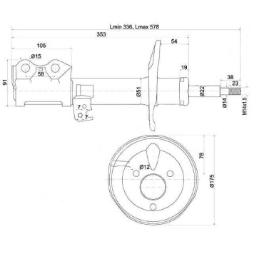 Стойка передняя TOYOTA COROLLA AXIO / FIELDER 06- прав. <b>SAT ST-48510-80343</b>