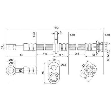 Шланг тормозной передний (Таиланд) SUZUKI ESCUDO / GRAND VITARA 05- прав. <b>SAT ST-51540-65J00</b>
