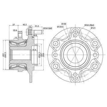 Полуступица перед MITSUBISHI PAJERO IV / MONTERO V87W / V97W 2006- <b>SAT ST-52KWH01</b>