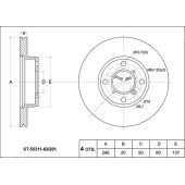 Диск тормозной перед SUZUKI LIANA M13A / 16A / 18A 02- / AERIO M15A / M18A 02- <b>SAT ST-55311-62G01</b>