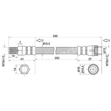 Шланг тормозной передний (Таиланд) NISSAN ALMERA RUS 12- / RENAULT DUSTER / LOGAN / SANDERO 05- лев.=прав. <b>SAT ST-6001547819</b>