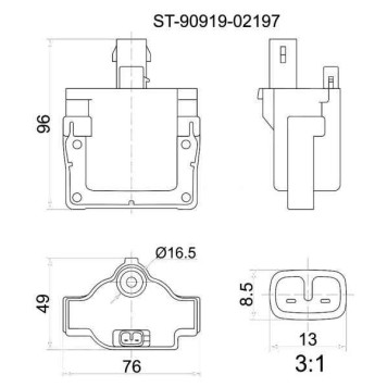 Катушка зажигания TOYOTA 3S / 4S-FE SV3# / 4# SX90 1JZ / 2JZ-GE JZX9# JZS13# / 14# 4A-GE AE10# / 111 4E-FTE / 5 <b>SAT ST-90919-02197</b>