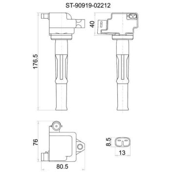 Катушка зажигания 5VZ-FE VZJ9# / 12#, VZN18# / 21# 95- <b>SAT ST-90919-02212</b>
