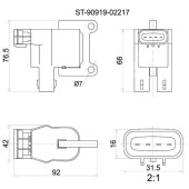 Катушка зажигания TOYOTA 3S / 5S-FE (№1) 96- ST19# / ST21# / ST20# / SV4# / SV55 / SXV2# / SXM1# / SXN1# / SXU1# / SXA1# <b>SAT ST-90919-02217</b>