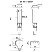 Катушка зажигания TOYOTA 3RZ# RZN18# / 21# / RZJ12# / RCH# / LY230 / 280 / RZU28# / 3## / 400 <b>SAT ST-90919-02237</b>