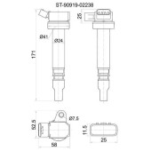 Катушка зажигания TOYOTA 2ZZ-GE 01- ZZE12# / ZZE13# <b>SAT ST-90919-02238</b>