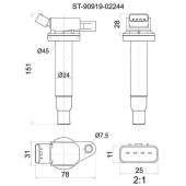 Катушка зажигания TOYOTA 1AZ / 2AZ-FE 00- <b>SAT ST-90919-02244</b>