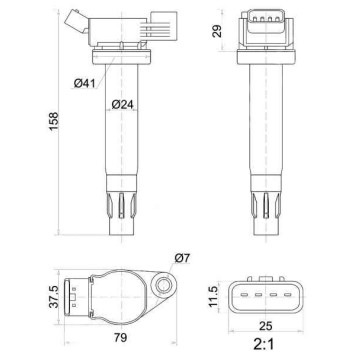 Катушка свечи TOYOTA 3MZ-FE RX300 / 330 / 350 MCU3# 03-, Kluger / Higlander MCU2# <b>SAT ST-90919-02246</b>