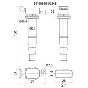 Катушка зажигания TOYOTA 2AZ-FE 05- / ACU2# / ACU3# / 1AZ-FSE / 1NZ-FE 04- NCP9# / NCP100 / NCP11# / NZE12# / NZE15# <b>SAT ST-90919-02248</b>