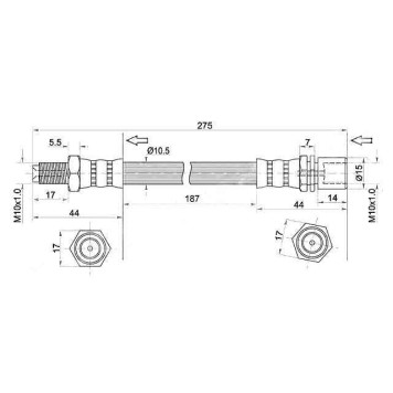 Шланг тормозной передний (Таиланд) TOYOTA LAND CRUISER PRADO 84-96 мост / CHASER / CRESTA / MARK2 88-92 <b>SAT ST-90931-01015</b>