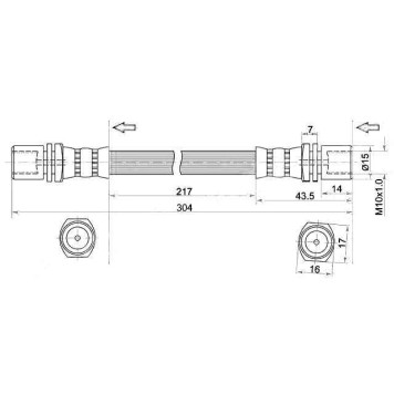 Шланг тормозной передний (Таиланд) TOYOTA DYNA / TOYOACE / HIACE 85-99 лев.=прав. <b>SAT ST-90947-02477</b>