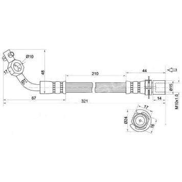 Шланг тормозной передний (Таиланд) TOYOTA LAND CRUISER 90-92 лев. <b>SAT ST-90947-02612</b>