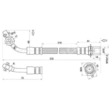 Шланг тормозной передний (Таиланд) TOYOTA LAND CRUISER 90-92 прав. <b>SAT ST-90947-02613</b>