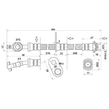 Шланг тормозной передний (Таиланд) TOYOTA CAMRY / VISTA 90-94 прав. <b>SAT ST-90947-02623</b>