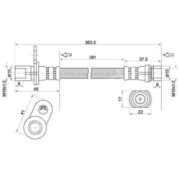 Шланг тормозной задний (Таиланд) TOYOTA CALDINA / CARINA / CORONA 92-96 прав. <b>SAT ST-90947-02634</b>