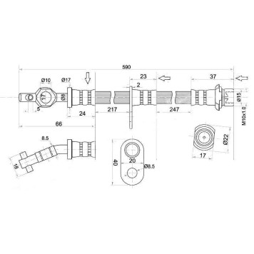 Шланг тормозной передний (Таиланд) TOYOTA CAMRY / VISTA 90-94 лев. <b>SAT ST-90947-02640</b>