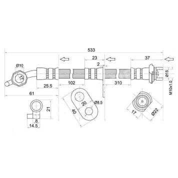 Шланг тормозной задний (Таиланд) TOYOTA CAMRY / VISTA 92-98 лев. <b>SAT ST-90947-02706</b>