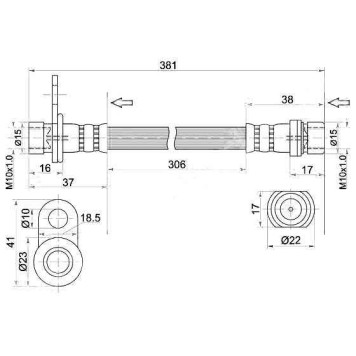 Шланг тормозной задний (Таиланд) TOYOTA CAMRY / VISTA 94-98 лев.=прав. <b>SAT ST-90947-02794</b>
