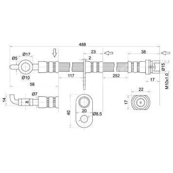 Шланг тормозной передний (Таиланд) TOYOTA COROLLA2 / CORSA / CYNOS / PASEO / RAUM / STARLET / TERCEL 91- прав. <b>SAT ST-90947-02813</b>
